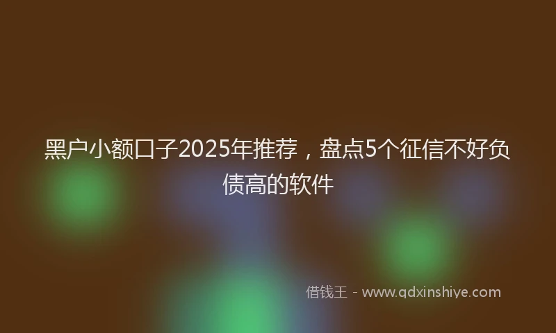黑户小额口子2025年推荐，盘点5个征信不好负债高的软件