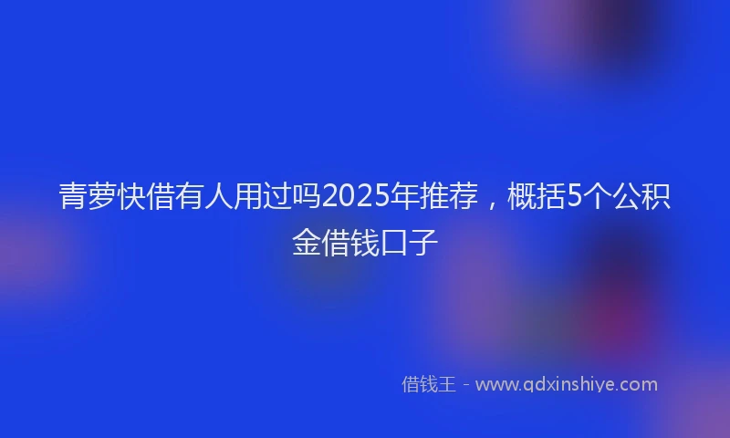 青萝快借有人用过吗2025年推荐，概括5个公积金借钱口子