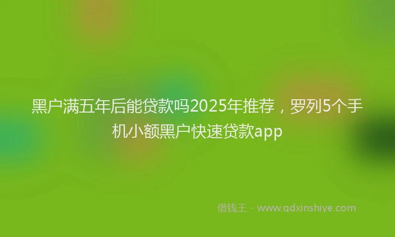 黑户满五年后能贷款吗2025年推荐，罗列5个手机小额黑户快速贷款app