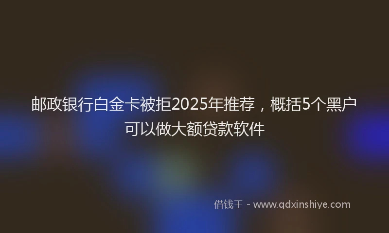 邮政银行白金卡被拒2025年推荐，概括5个黑户可以做大额贷款软件