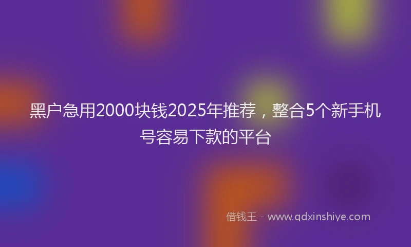 黑户急用2000块钱2025年推荐，整合5个新手机号容易下款的平台