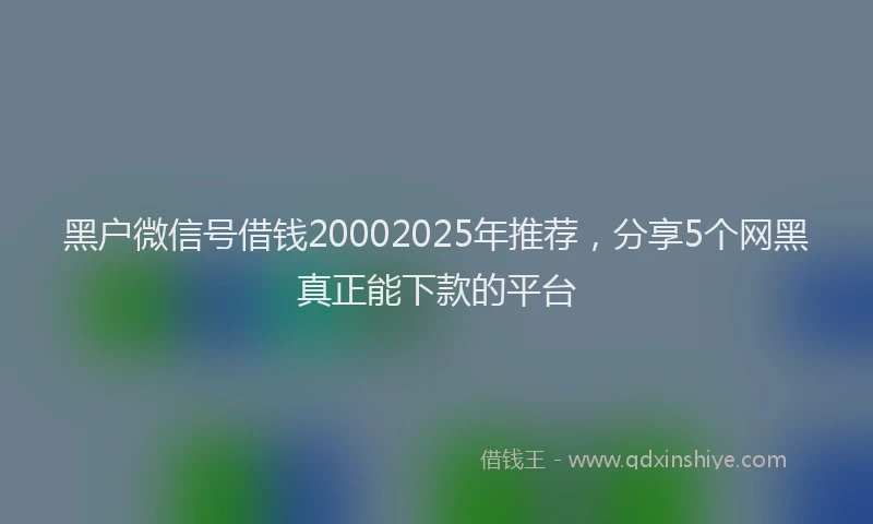 黑户微信号借钱20002025年推荐，分享5个网黑真正能下款的平台