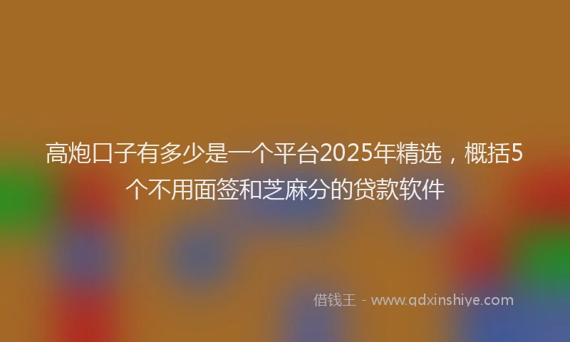 高炮口子有多少是一个平台2025年精选，概括5个不用面签和芝麻分的贷款软件