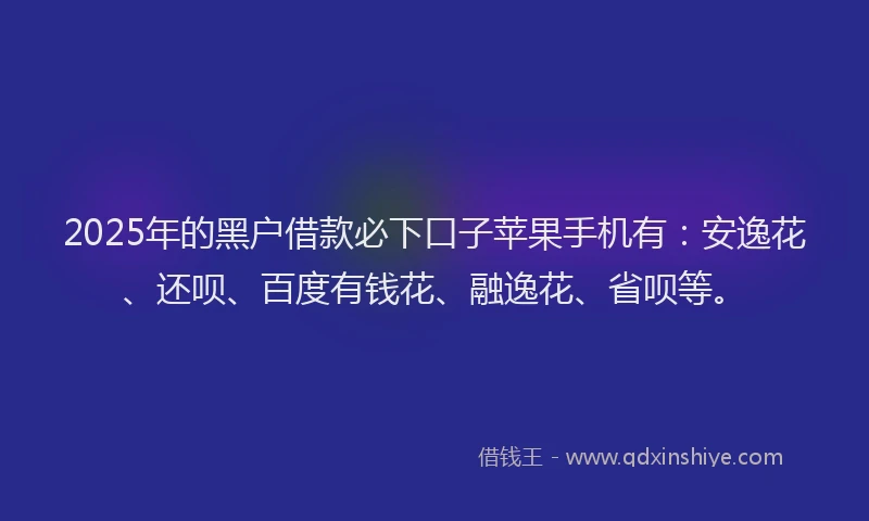 2025年的黑户借款必下口子苹果手机有：安逸花、还呗、百度有钱花、融逸花、省呗等。