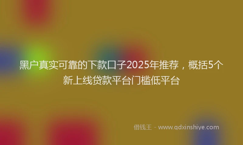 黑户真实可靠的下款口子2025年推荐，概括5个新上线贷款平台门槛低平台