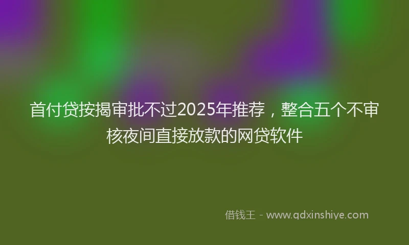 首付贷按揭审批不过2025年推荐，整合五个不审核夜间直接放款的网贷软件