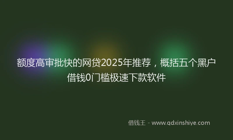 额度高审批快的网贷2025年推荐，概括五个黑户借钱0门槛极速下款软件