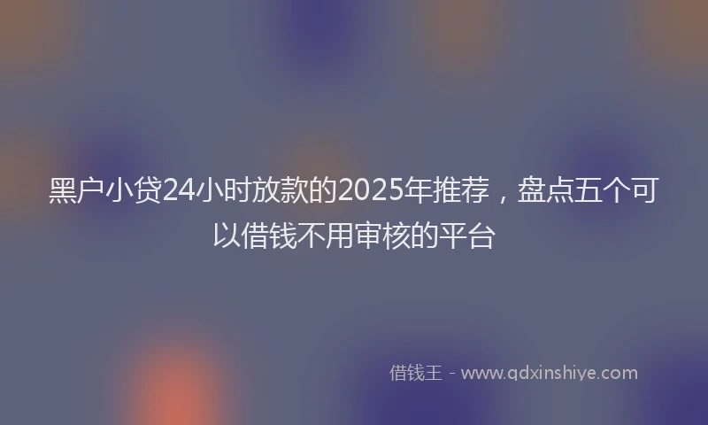 黑户小贷24小时放款的2025年推荐，盘点五个可以借钱不用审核的平台