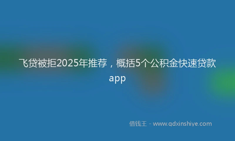 飞贷被拒2025年推荐，概括5个公积金快速贷款app