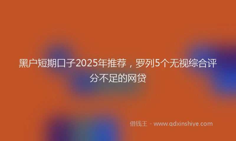 黑户短期口子2025年推荐，罗列5个无视综合评分不足的网贷