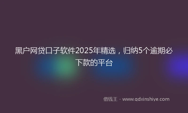 黑户网贷口子软件2025年精选，归纳5个逾期必下款的平台