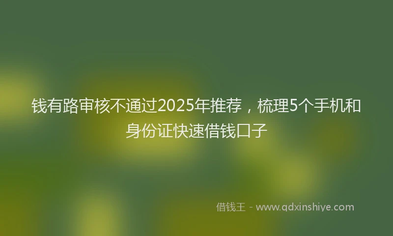 钱有路审核不通过2025年推荐，梳理5个手机和身份证快速借钱口子