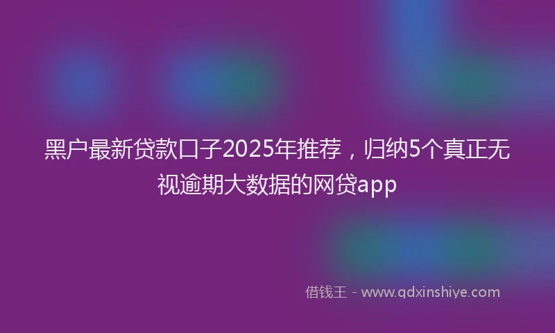 黑户最新贷款口子2025年推荐，归纳5个真正无视逾期大数据的网贷app