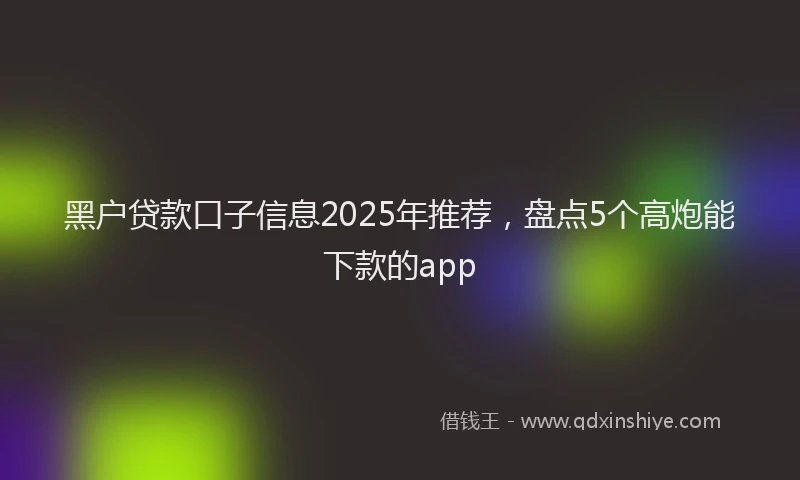 黑户贷款口子信息2025年推荐，盘点5个高炮能下款的app