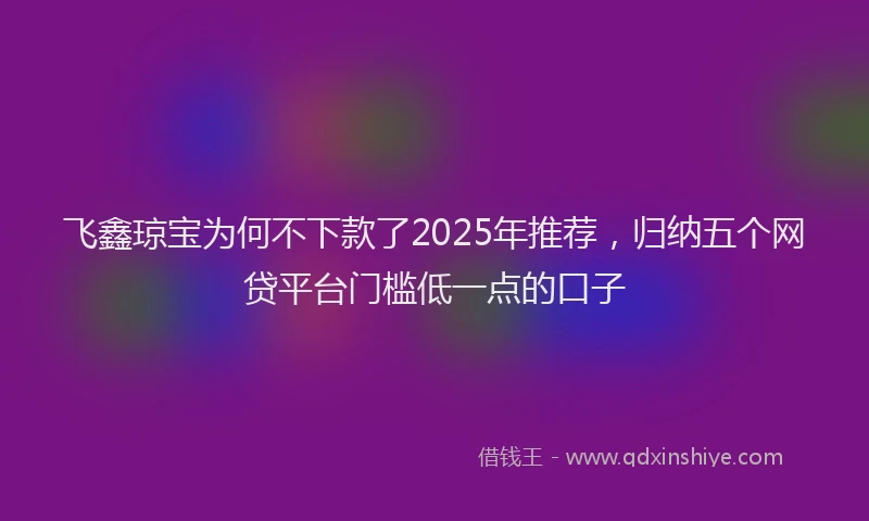 飞鑫琼宝为何不下款了2025年推荐，归纳五个网贷平台门槛低一点的口子