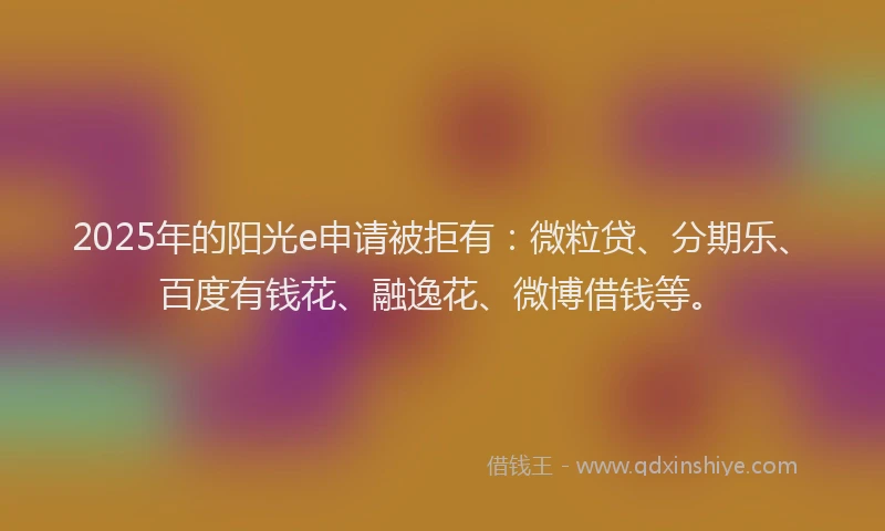 2025年的阳光e申请被拒有：微粒贷、分期乐、百度有钱花、融逸花、微博借钱等。