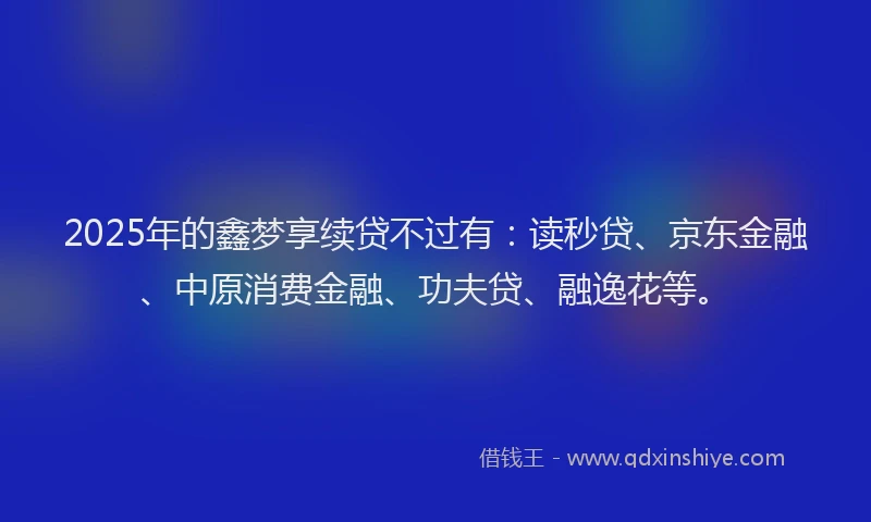 2025年的鑫梦享续贷不过有：读秒贷、京东金融、中原消费金融、功夫贷、融逸花等。