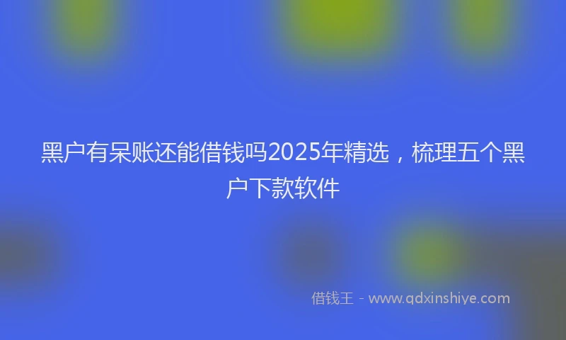 黑户有呆账还能借钱吗2025年精选，梳理五个黑户下款软件
