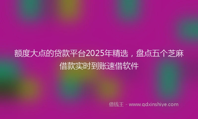额度大点的贷款平台2025年精选，盘点五个芝麻借款实时到账速借软件