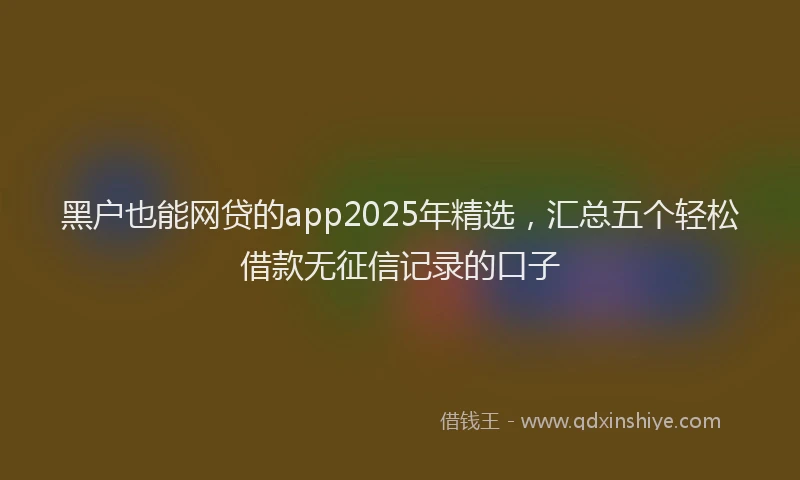 黑户也能网贷的app2025年精选，汇总五个轻松借款无征信记录的口子