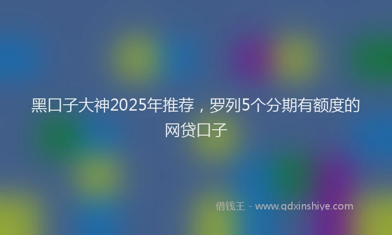 黑口子大神2025年推荐，罗列5个分期有额度的网贷口子