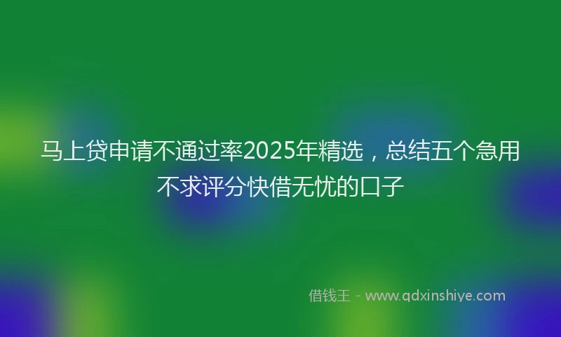 马上贷申请不通过率2025年精选，总结五个急用不求评分快借无忧的口子