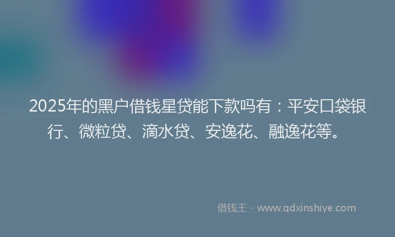 2025年的黑户借钱星贷能下款吗有：平安口袋银行、微粒贷、滴水贷、安逸花、融逸花等。