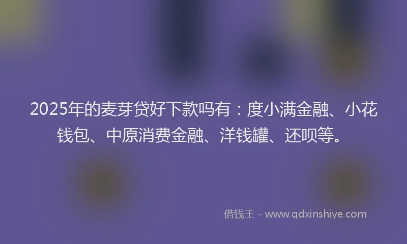 2025年的麦芽贷好下款吗有：度小满金融、小花钱包、中原消费金融、洋钱罐、还呗等。