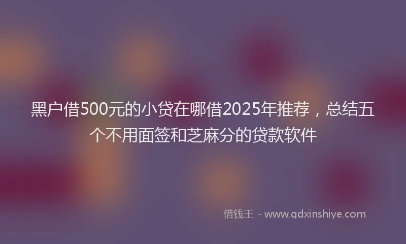黑户借500元的小贷在哪借2025年推荐，总结五个不用面签和芝麻分的贷款软件