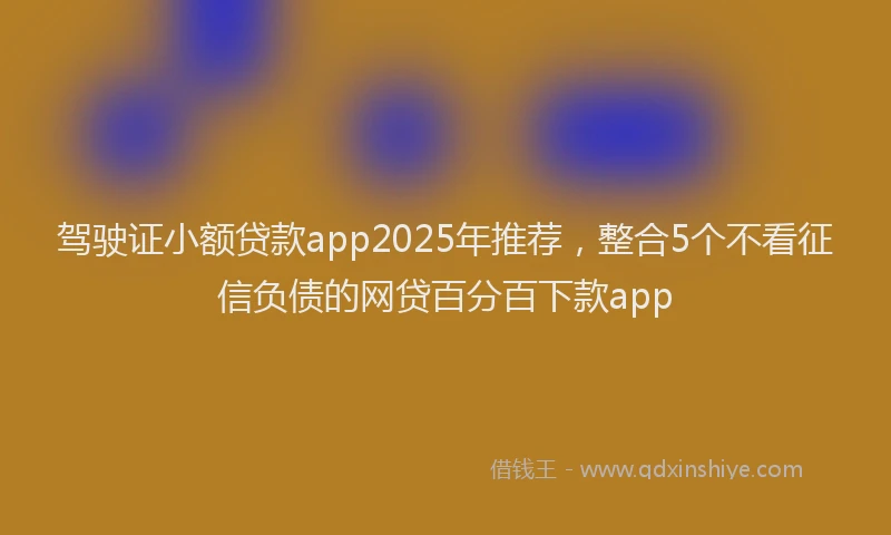 驾驶证小额贷款app2025年推荐,整合5个不看征信负债的网贷百分百下款app