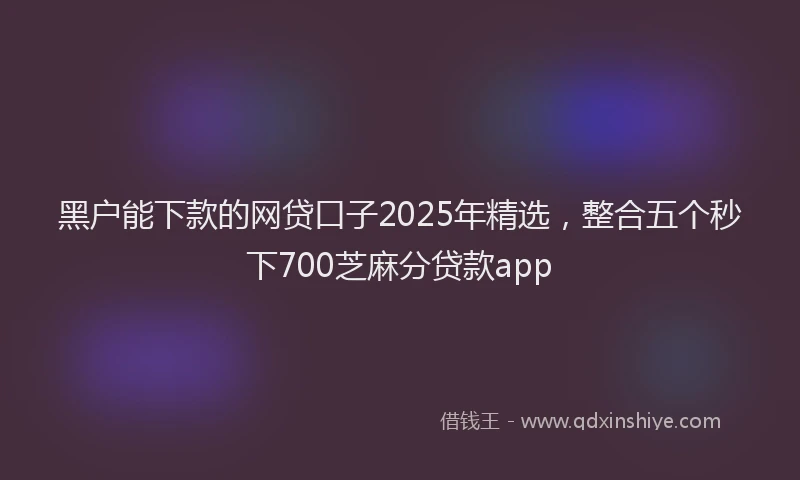 黑户能下款的网贷口子2025年精选，整合五个秒下700芝麻分贷款app