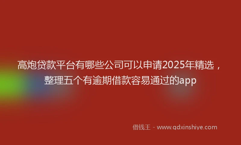 高炮贷款平台有哪些公司可以申请2025年精选，整理五个有逾期借款容易通过的app