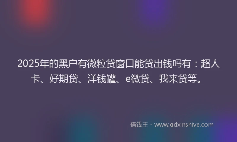 2025年的黑户有微粒贷窗口能贷出钱吗有：超人卡、好期贷、洋钱罐、e微贷、我来贷等。