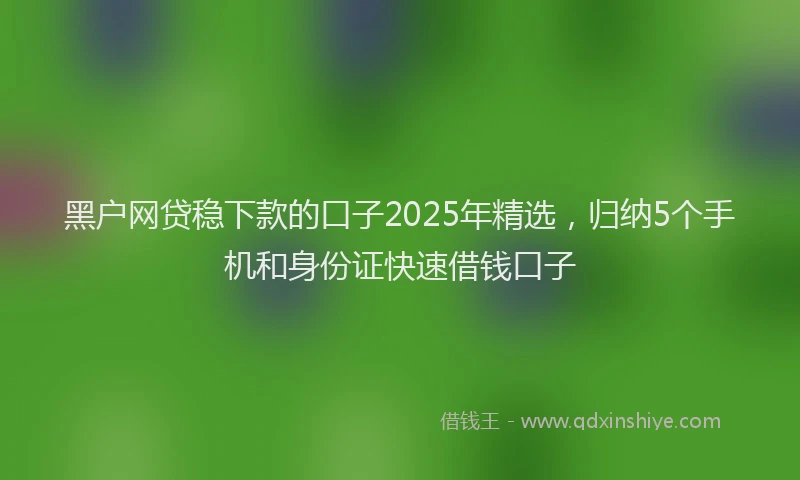 黑户网贷稳下款的口子2025年精选，归纳5个手机和身份证快速借钱口子