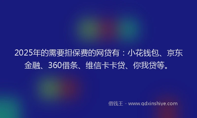 2025年的需要担保费的网贷有：小花钱包、京东金融、360借条、维信卡卡贷、你我贷等。