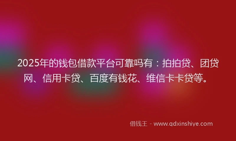 2025年的钱包借款平台可靠吗有：拍拍贷、团贷网、信用卡贷、百度有钱花、维信卡卡贷等。