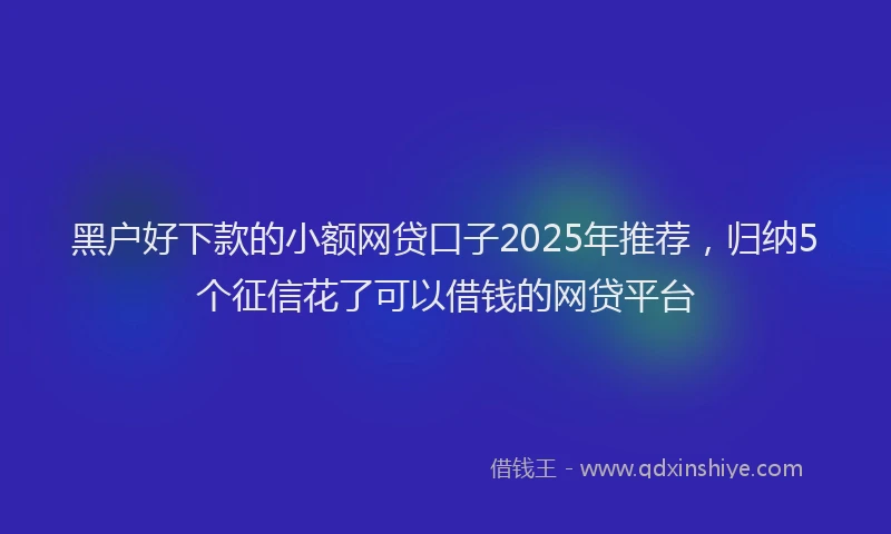 黑户好下款的小额网贷口子2025年推荐，归纳5个征信花了可以借钱的网贷平台