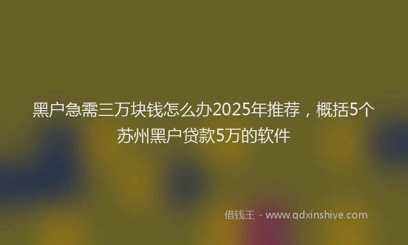 黑户急需三万块钱怎么办2025年推荐，概括5个苏州黑户贷款5万的软件