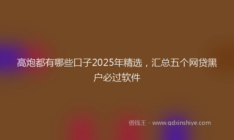 高炮都有哪些口子2025年精选，汇总五个网贷黑户必过软件