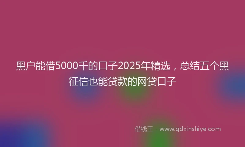 黑户能借5000千的口子2025年精选，总结五个黑征信也能贷款的网贷口子