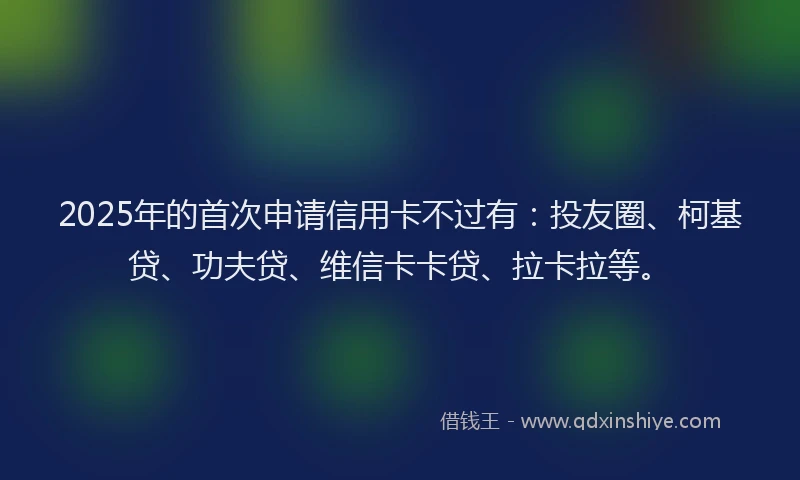 2025年的首次申请信用卡不过有：投友圈、柯基贷、功夫贷、维信卡卡贷、拉卡拉等。