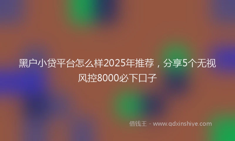 黑户小贷平台怎么样2025年推荐，分享5个无视风控8000必下口子