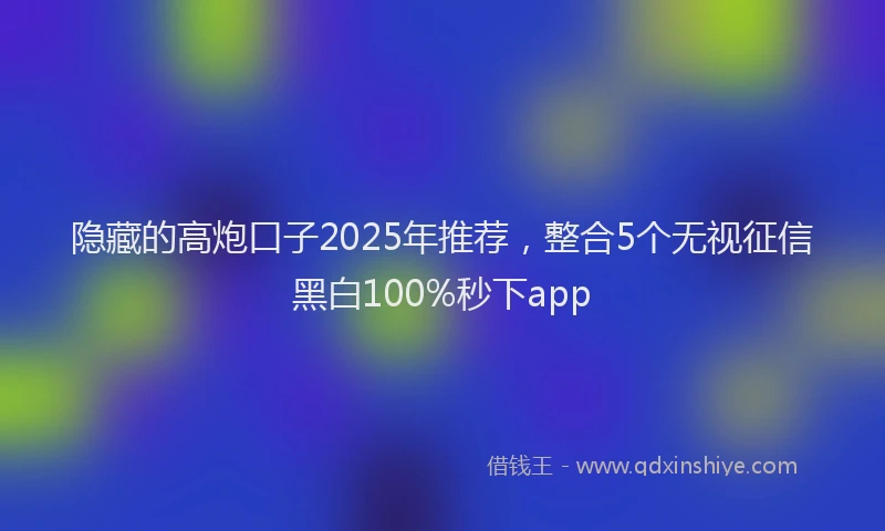 隐藏的高炮口子2025年推荐，整合5个无视征信黑白100%秒下app