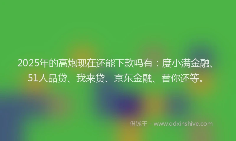 2025年的高炮现在还能下款吗有：度小满金融、51人品贷、我来贷、京东金融、替你还等。