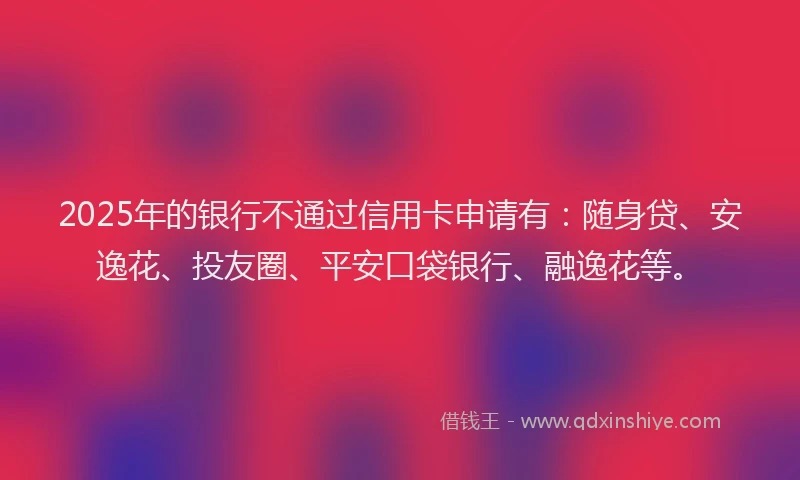 2025年的银行不通过信用卡申请有：随身贷、安逸花、投友圈、平安口袋银行、融逸花等。
