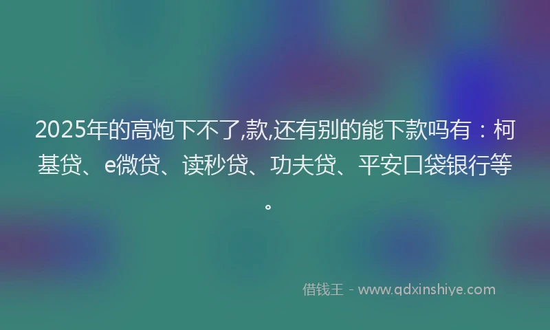 2025年的高炮下不了,款,还有别的能下款吗有：柯基贷、e微贷、读秒贷、功夫贷、平安口袋银行等。