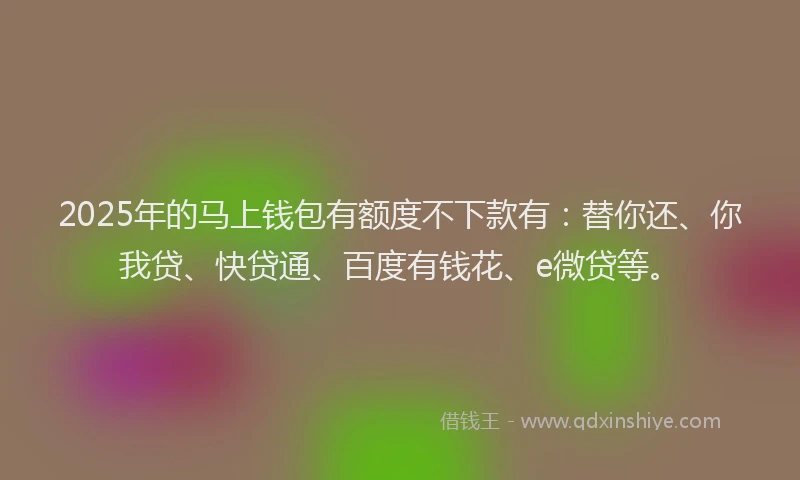 2025年的马上钱包有额度不下款有：替你还、你我贷、快贷通、百度有钱花、e微贷等。