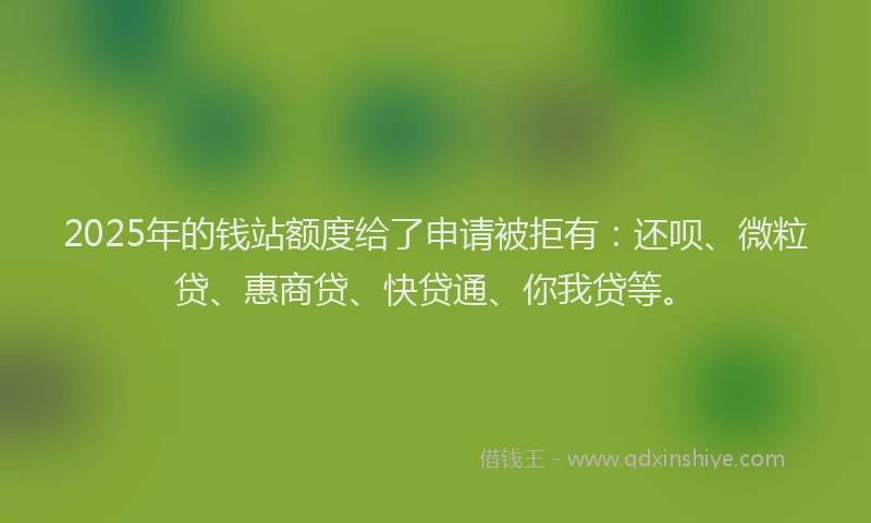 2025年的钱站额度给了申请被拒有：还呗、微粒贷、惠商贷、快贷通、你我贷等。