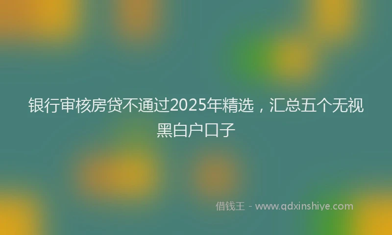 银行审核房贷不通过2025年精选，汇总五个无视黑白户口子