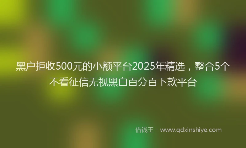 黑户拒收500元的小额平台2025年精选，整合5个不看征信无视黑白百分百下款平台